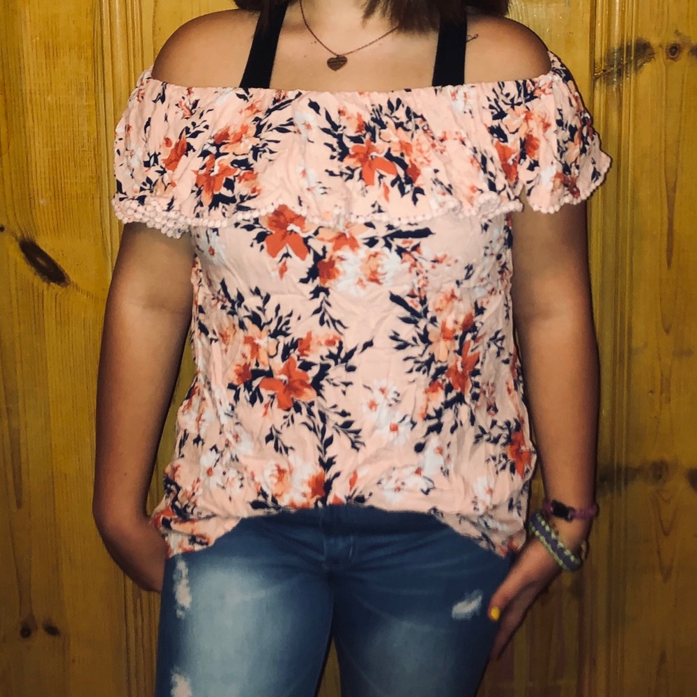 Pink off the shoulder